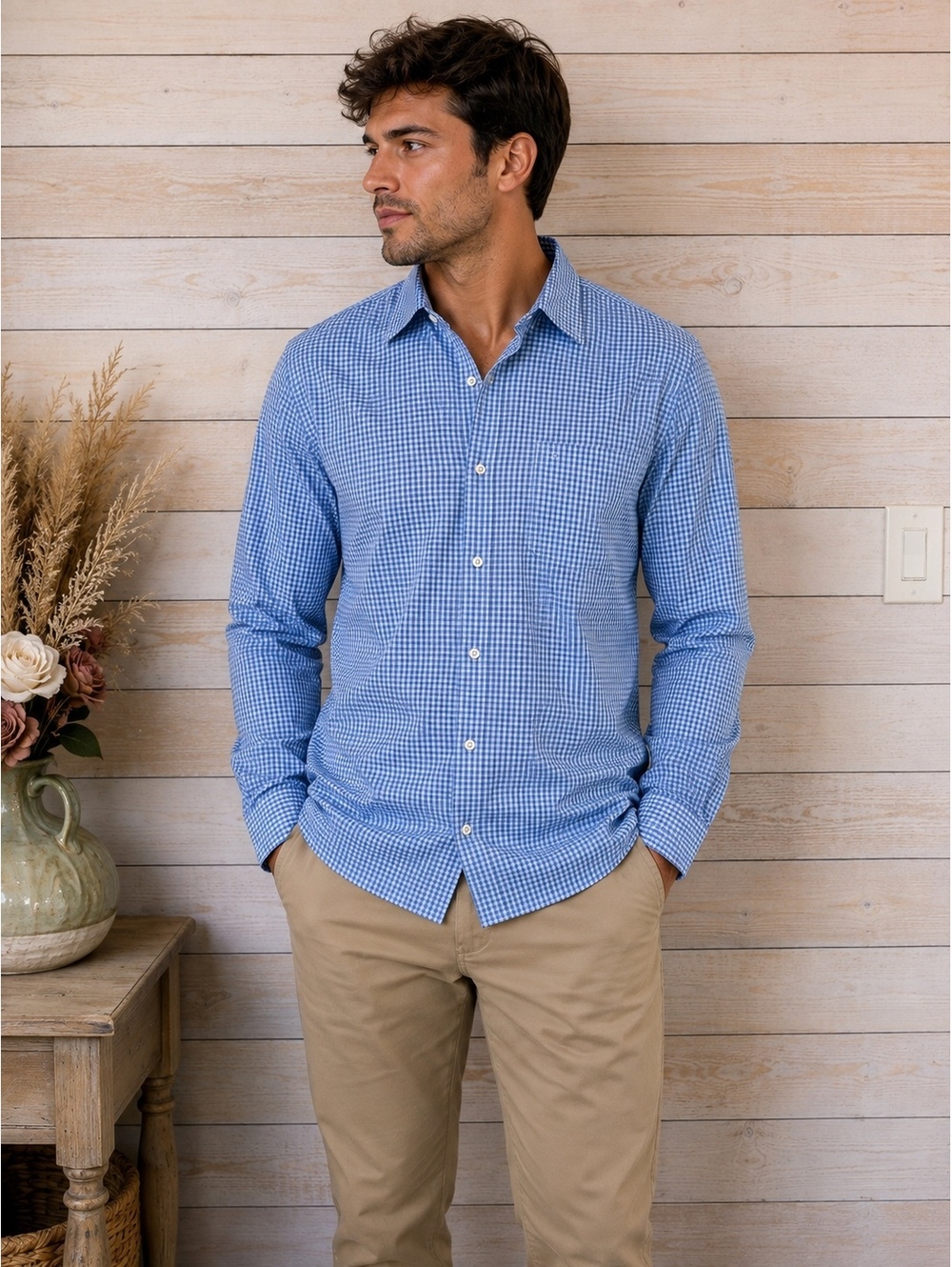 Southern Tide Classic Fit Blue Gingham Check Button-Down Shirt XL